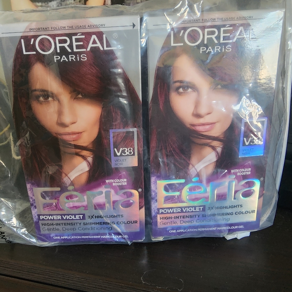 L'Oreal Paris Feria Permanent Shimmering Hair Color, V38 INTENSE DEEP VIOLET